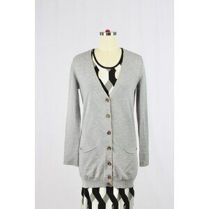 SEE BY CHLOE Gray 100% Virgin Wool Slim Fit V-Neck Cardigan Sweater, Size 4